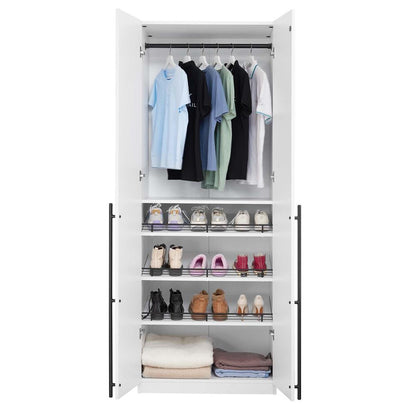 Manhattan Comfort - Lee Wardrobe Closet 3.0 with 4 Adjustable Shoe Rack Shelves in White - WC003-WH veiw 8