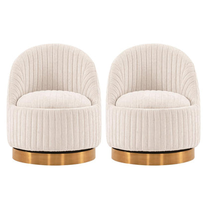 Manhattan Comfort - Leela Chenille Accent Chair with Metal Legs in Cream - Set of 2 - 2-AC058-CR veiw 1
