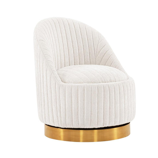 Manhattan Comfort - Leela Chenille Accent Chair with Metal Legs in Cream - Set of 2 - 2-AC058-CR veiw 2