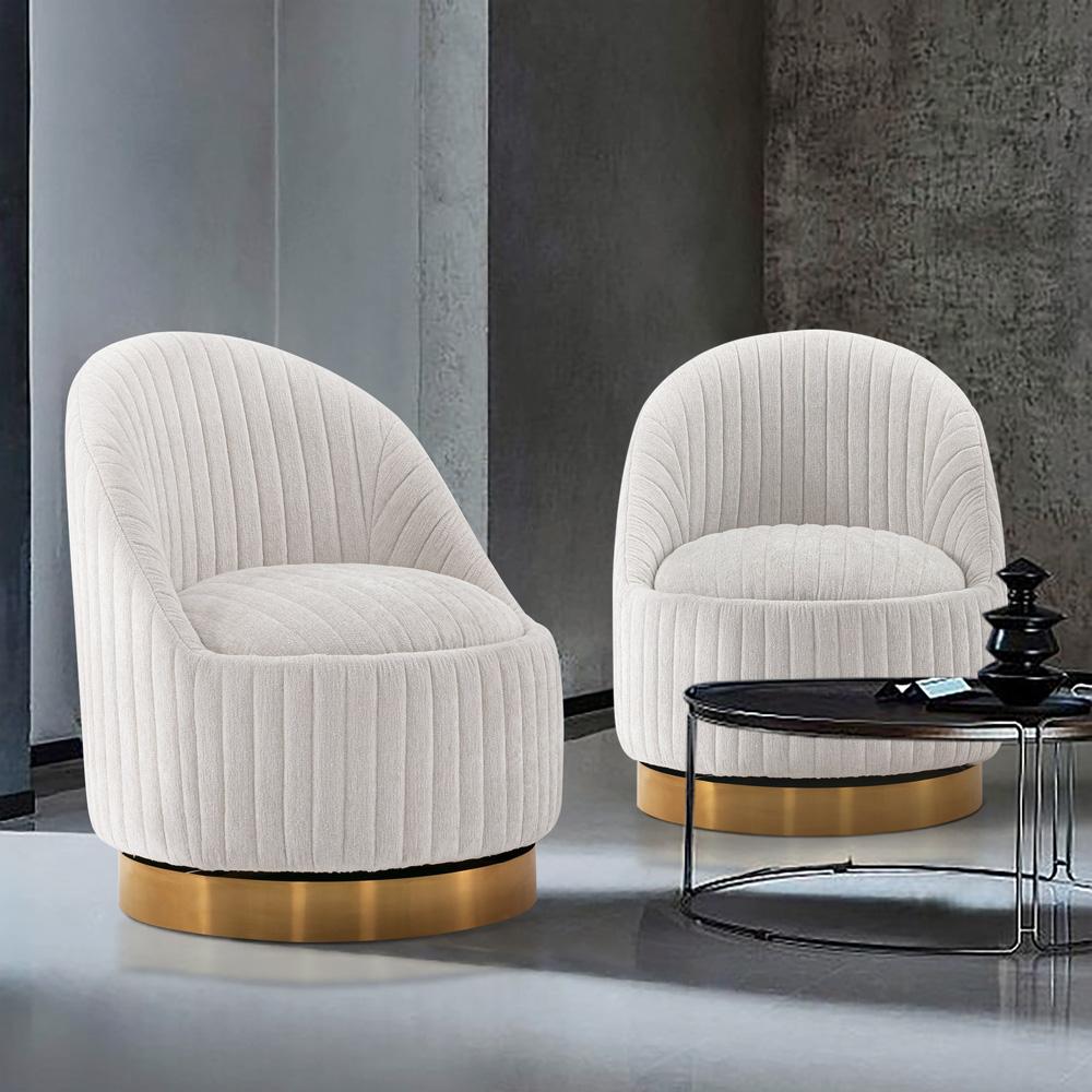 Manhattan Comfort - Leela Chenille Accent Chair with Metal Legs in Cream - Set of 2 - 2-AC058-CR veiw 7
