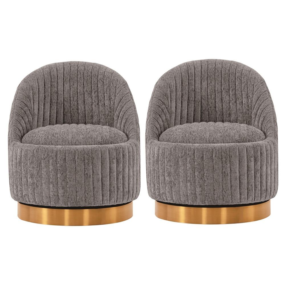 Manhattan Comfort - Leela Chenille Accent Chair with Metal Legs in Grey - Set of 2 - 2-AC058-GY veiw 1