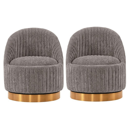 Manhattan Comfort - Leela Chenille Accent Chair with Metal Legs in Grey - Set of 2 - 2-AC058-GY veiw 1