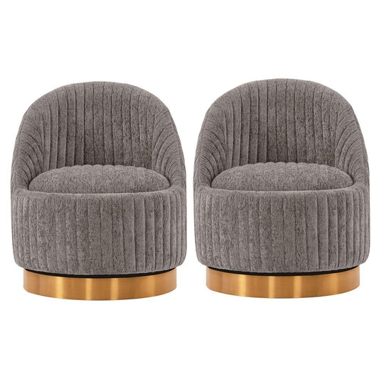 Manhattan Comfort - Leela Chenille Accent Chair with Metal Legs in Grey - Set of 2 - 2-AC058-GY veiw 1