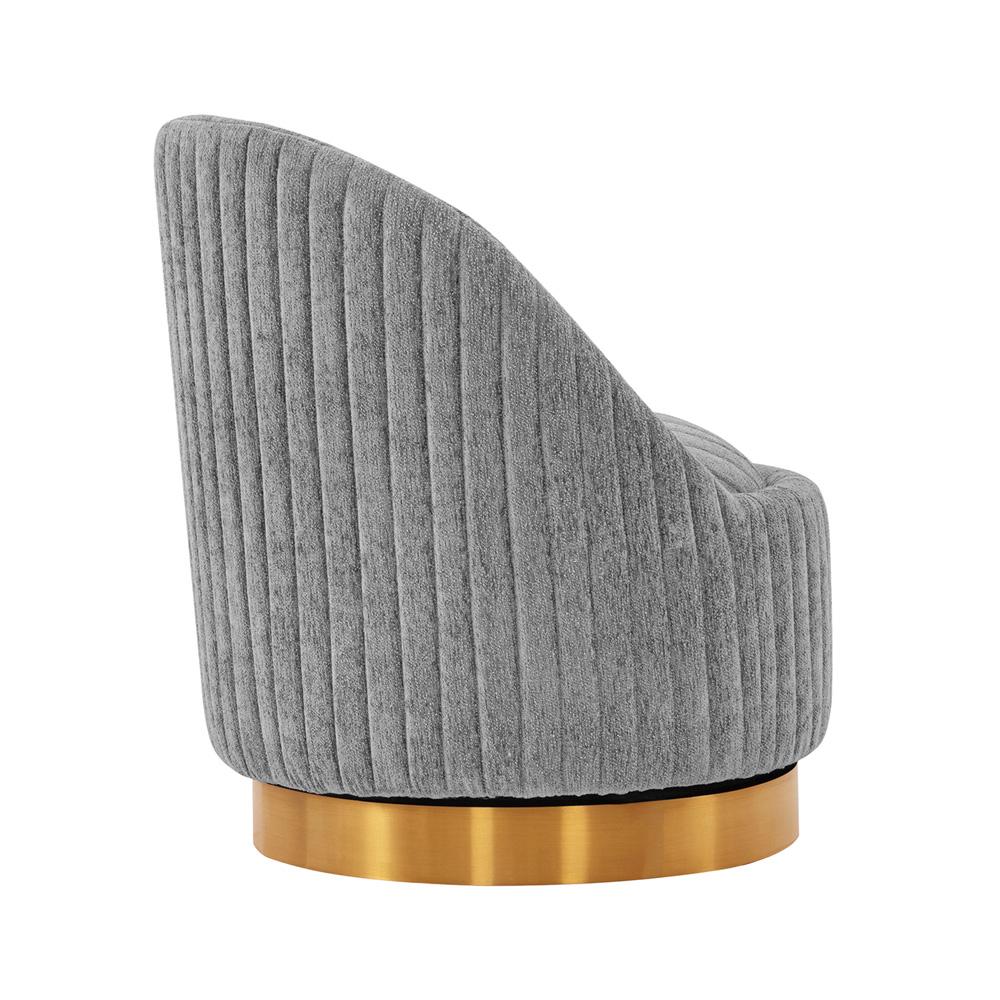 Manhattan Comfort - Leela Chenille Accent Chair with Metal Legs in Grey - Set of 2 - 2-AC058-GY veiw 3