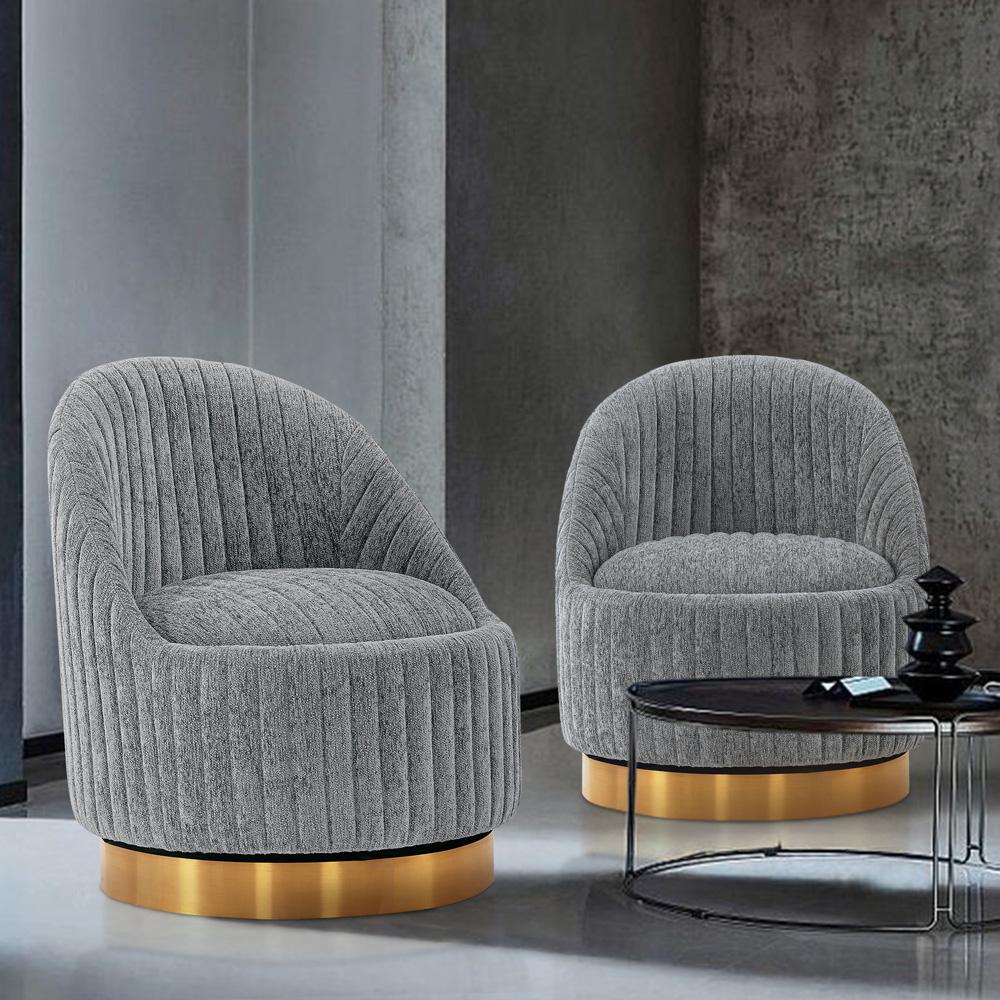 Manhattan Comfort - Leela Chenille Accent Chair with Metal Legs in Grey - Set of 2 - 2-AC058-GY veiw 7