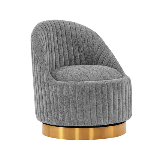Manhattan Comfort - Leela Chenille Accent Chair with Metal Legs in Grey - AC058-GY veiw 2