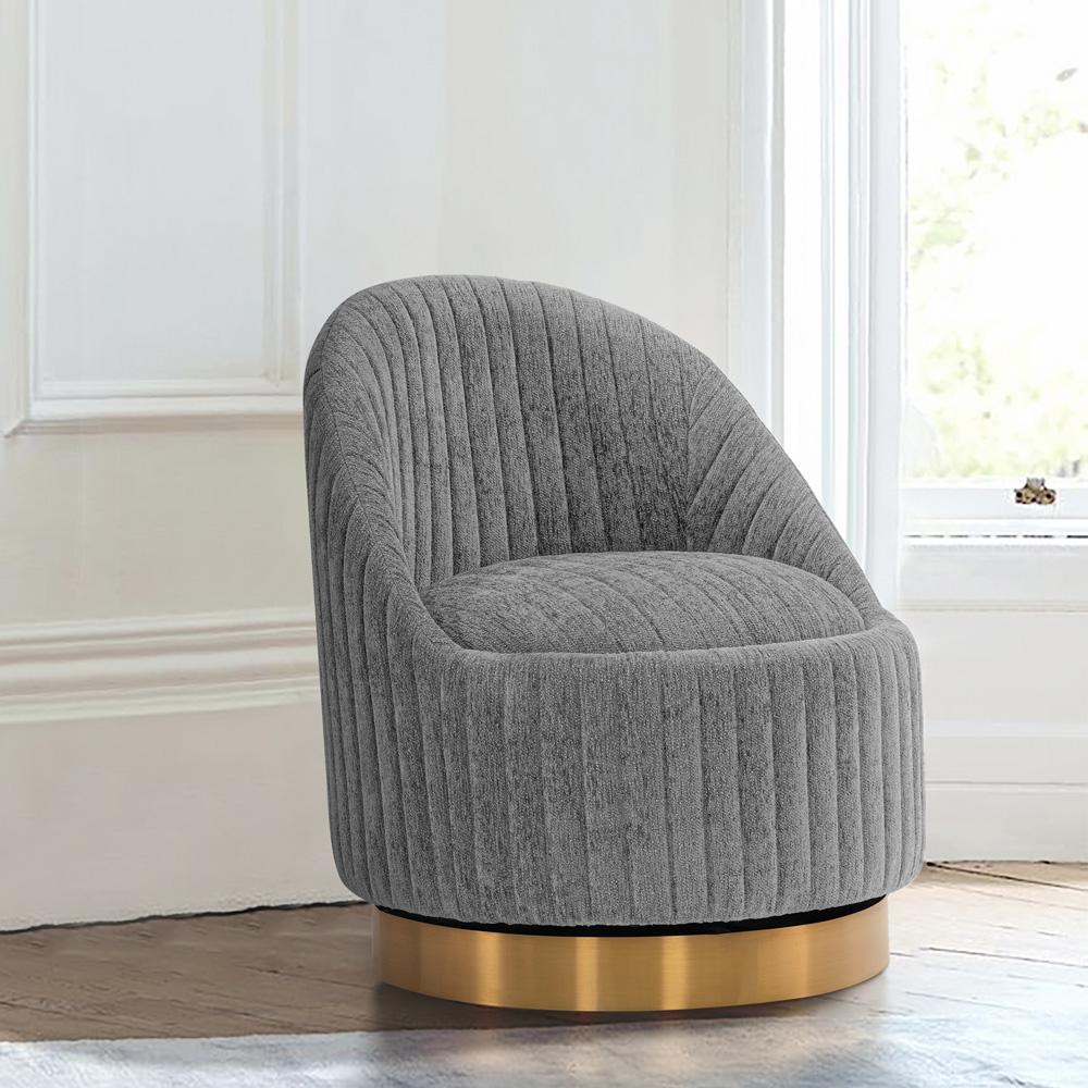 Manhattan Comfort - Leela Chenille Accent Chair with Metal Legs in Grey - AC058-GY veiw 7