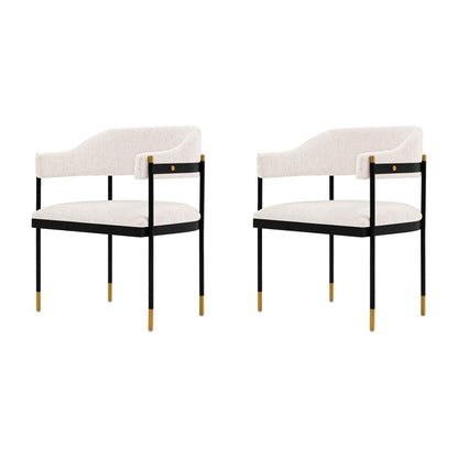 Manhattan Comfort - Lia Chenille Dining Armchair with Metal Legs in Cream - Set of 2 - 2-DC074-CR veiw 1