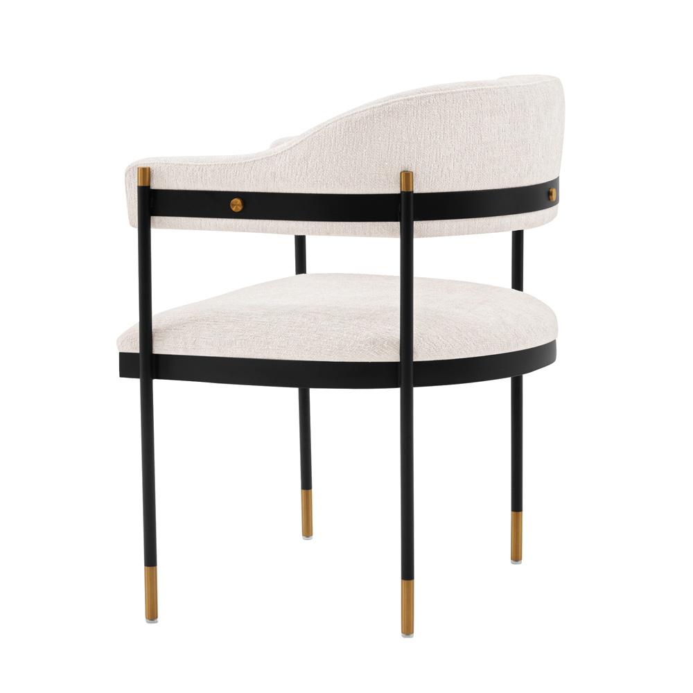 Manhattan Comfort - Lia Chenille Dining Armchair with Metal Legs in Cream - Set of 2 - 2-DC074-CR veiw 3