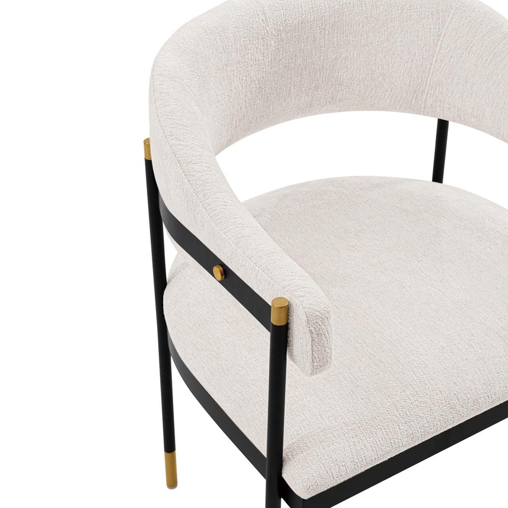 Manhattan Comfort - Lia Chenille Dining Armchair with Metal Legs in Cream - Set of 2 - 2-DC074-CR veiw 6