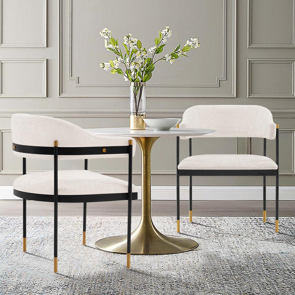 Manhattan Comfort - Lia Chenille Dining Armchair with Metal Legs in Cream - Set of 2 - 2-DC074-CR veiw 7