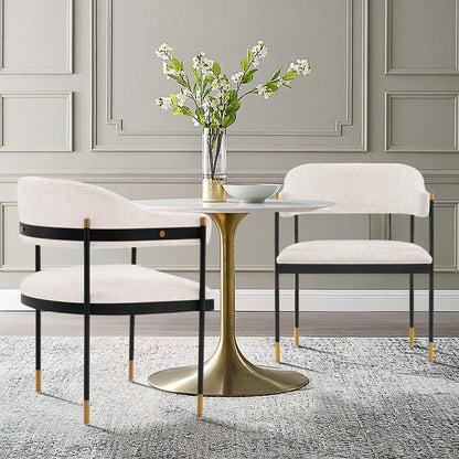 Manhattan Comfort - Lia Chenille Dining Armchair with Metal Legs in Cream - Set of 2 - 2-DC074-CR veiw 7