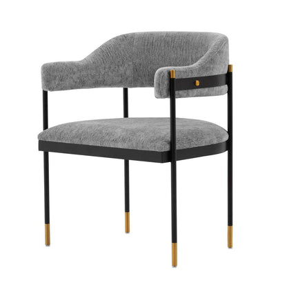 Manhattan Comfort - Lia Chenille Dining Armchair with Metal Legs in Grey - Set of 2 - 2-DC074-GY veiw 2