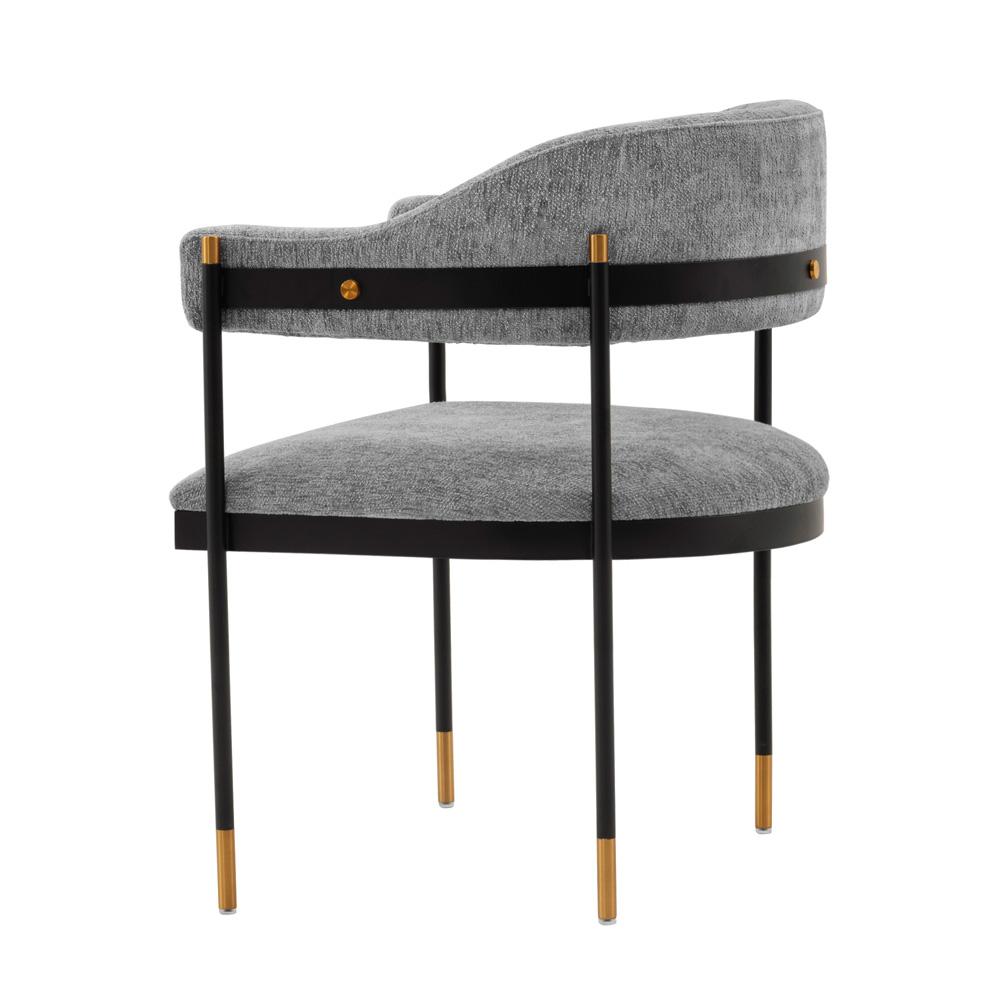 Manhattan Comfort - Lia Chenille Dining Armchair with Metal Legs in Grey - Set of 2 - 2-DC074-GY veiw 3