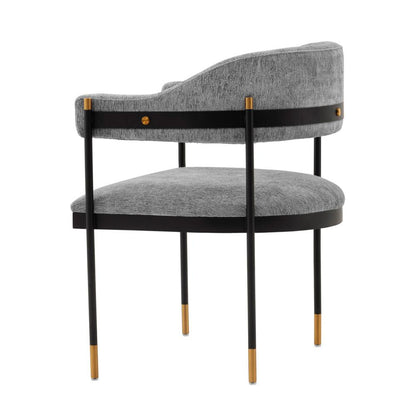 Manhattan Comfort - Lia Chenille Dining Armchair with Metal Legs in Grey - Set of 2 - 2-DC074-GY veiw 3