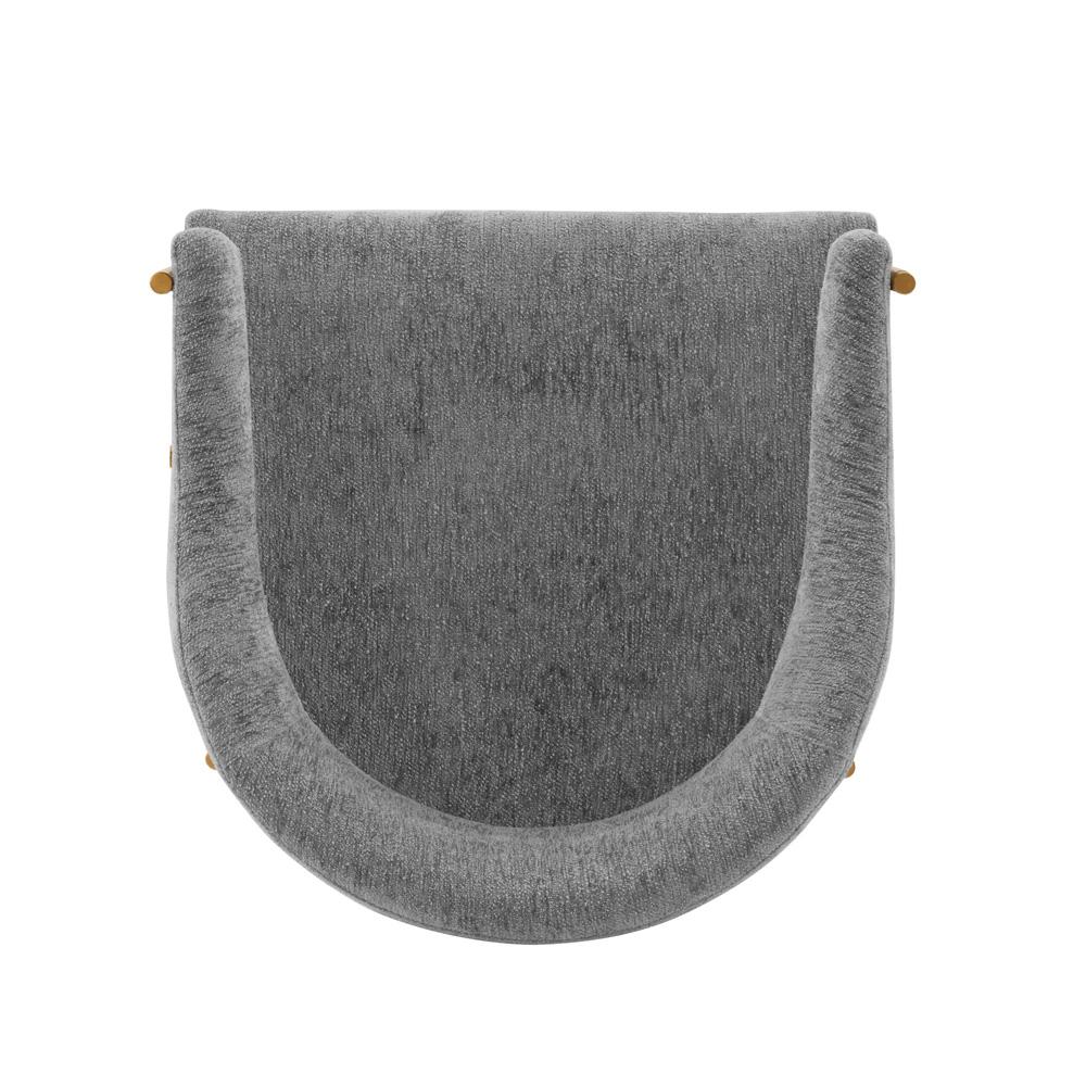 Manhattan Comfort - Lia Chenille Dining Armchair with Metal Legs in Grey - Set of 2 - 2-DC074-GY veiw 4