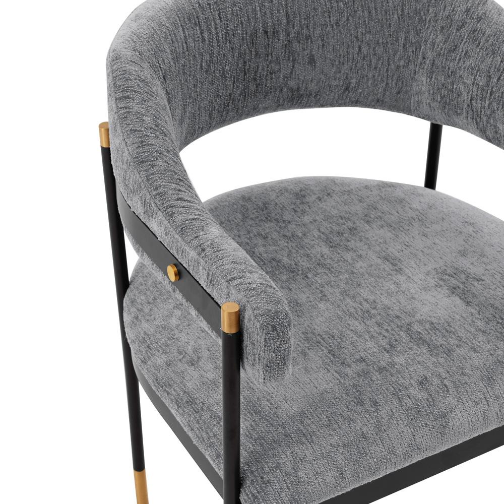 Manhattan Comfort - Lia Chenille Dining Armchair with Metal Legs in Grey - Set of 2 - 2-DC074-GY veiw 6