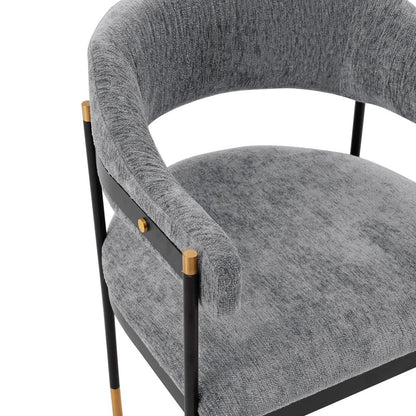 Manhattan Comfort - Lia Chenille Dining Armchair with Metal Legs in Grey - Set of 2 - 2-DC074-GY veiw 6