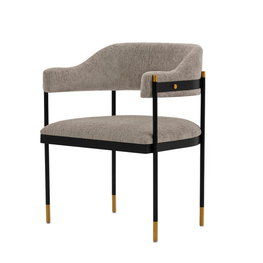 Manhattan Comfort - Lia Chenille Dining Armchair with Metal Legs in Stone - Set of 2 - 2-DC074-ST veiw 2