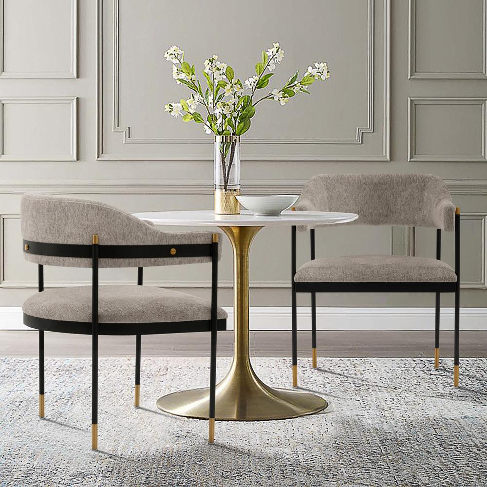 Manhattan Comfort - Lia Chenille Dining Armchair with Metal Legs in Stone - Set of 2 - 2-DC074-ST veiw 7