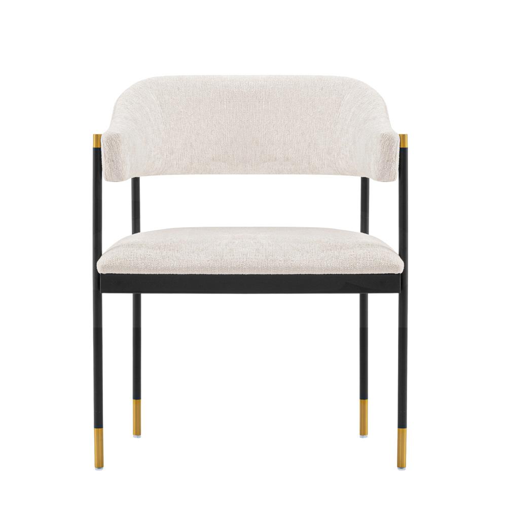 Manhattan Comfort - Lia Chenille Dining Armchair with Metal Legs in Cream - DC074-CR veiw 1