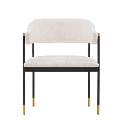 Manhattan Comfort - Lia Chenille Dining Armchair with Metal Legs in Cream - DC074-CR veiw 1