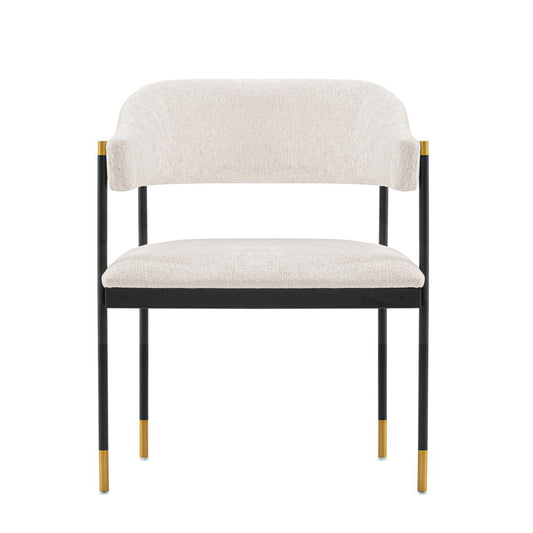 Manhattan Comfort - Lia Chenille Dining Armchair with Metal Legs in Cream - DC074-CR veiw 1