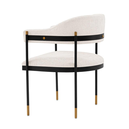 Manhattan Comfort - Lia Chenille Dining Armchair with Metal Legs in Cream - DC074-CR veiw 3