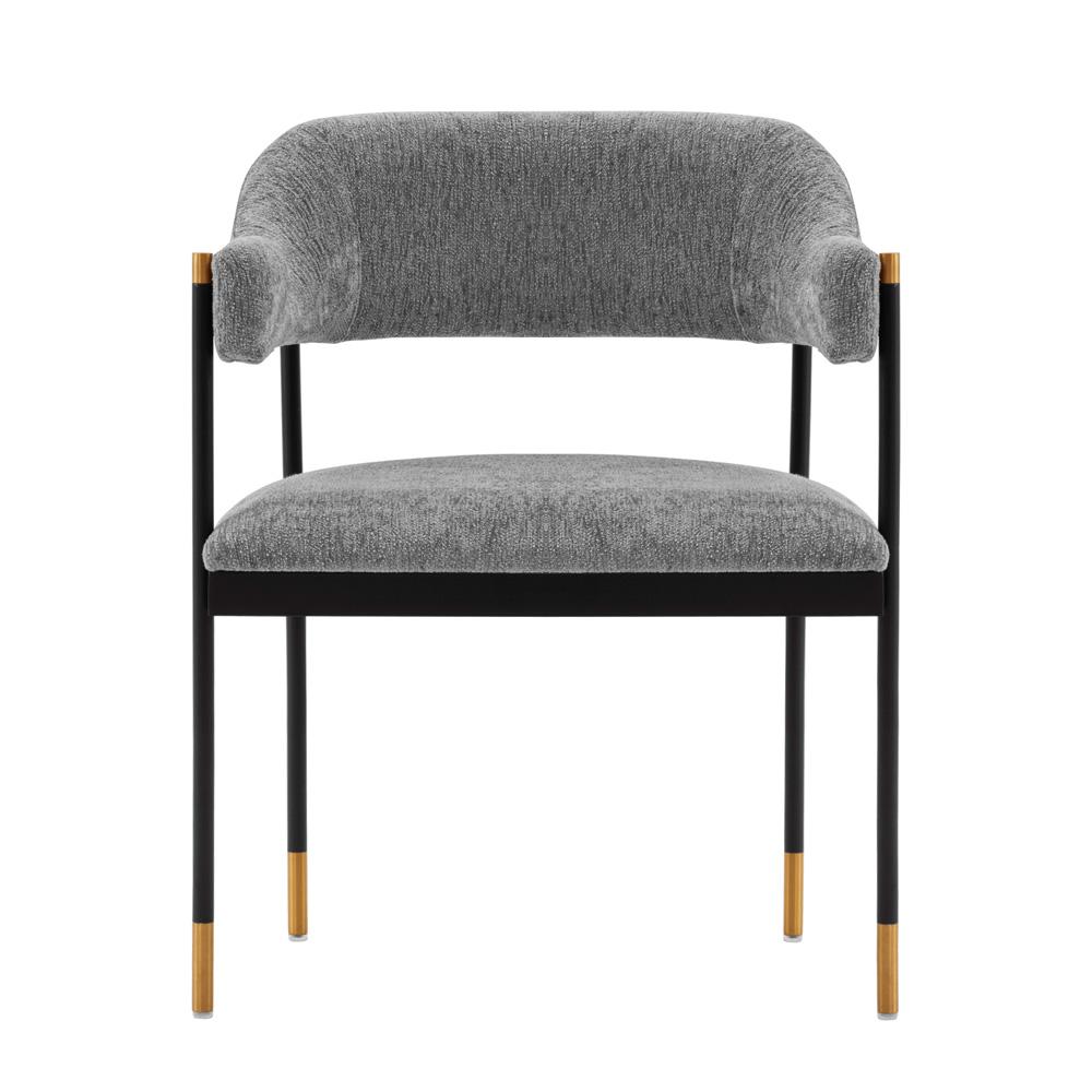 Manhattan Comfort - Lia Chenille Dining Armchair with Metal Legs in Grey - DC074-GY veiw 1