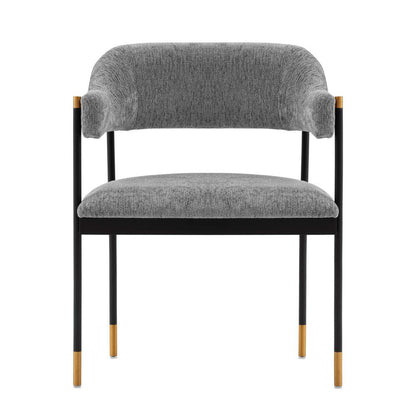 Manhattan Comfort - Lia Chenille Dining Armchair with Metal Legs in Grey - DC074-GY veiw 1