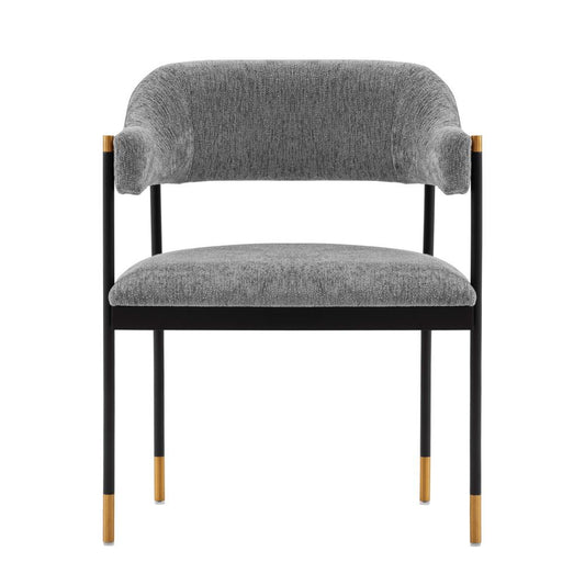 Manhattan Comfort - Lia Chenille Dining Armchair with Metal Legs in Grey - DC074-GY veiw 1