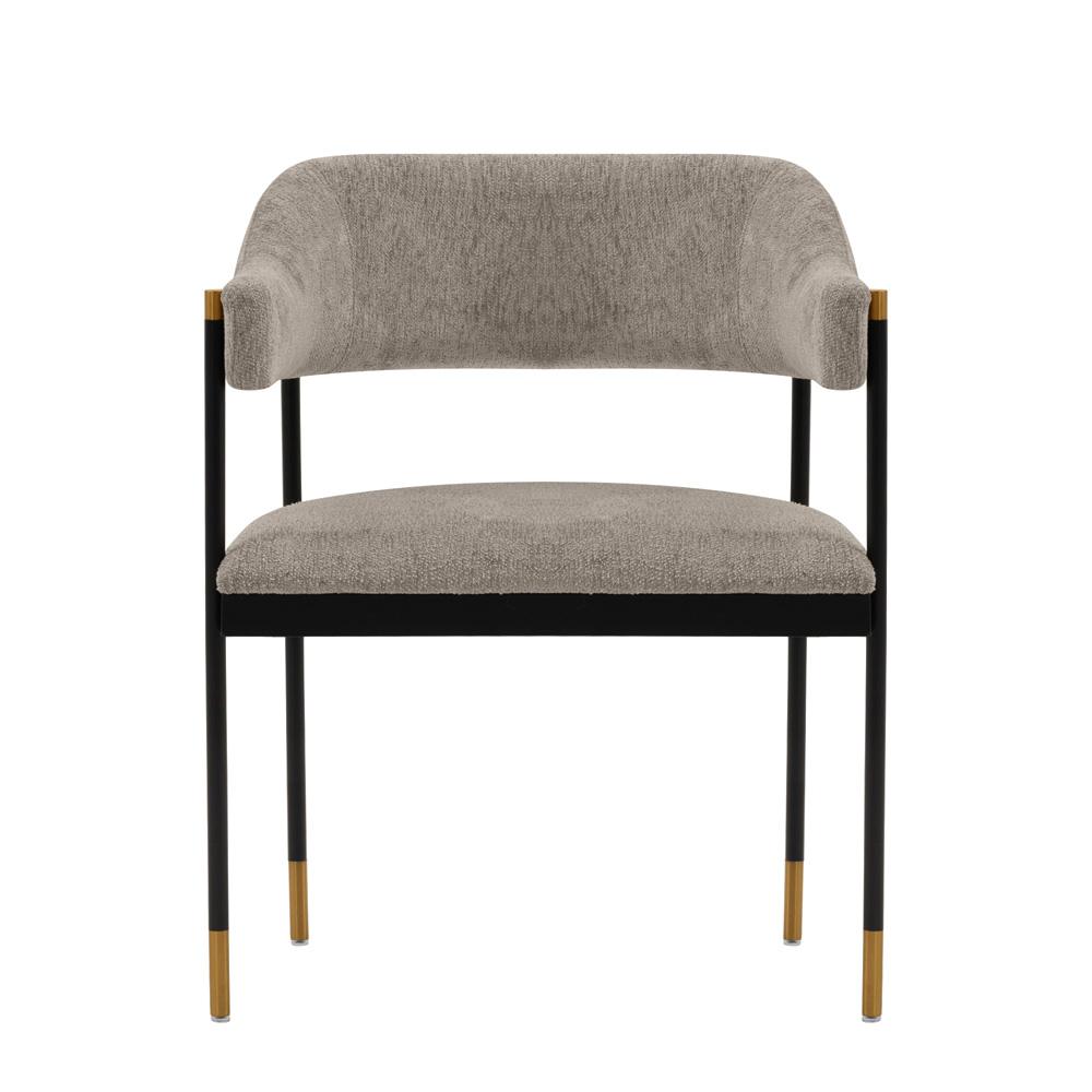 Manhattan Comfort - Lia Chenille Dining Armchair with Metal Legs in Stone - DC074-ST veiw 1