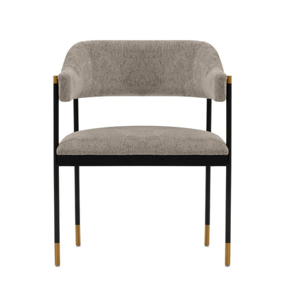 Manhattan Comfort - Lia Chenille Dining Armchair with Metal Legs in Stone - DC074-ST veiw 1