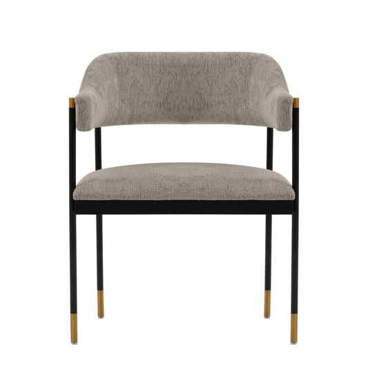 Manhattan Comfort - Lia Chenille Dining Armchair with Metal Legs in Stone - DC074-ST veiw 1