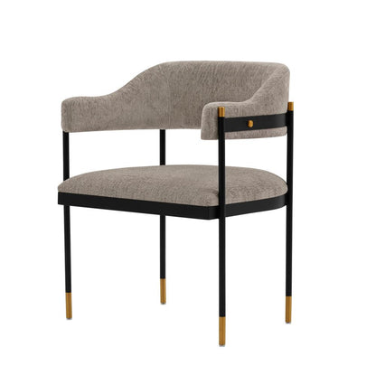 Manhattan Comfort - Lia Chenille Dining Armchair with Metal Legs in Stone - DC074-ST veiw 2