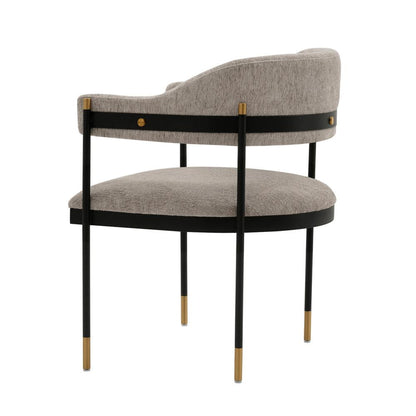 Manhattan Comfort - Lia Chenille Dining Armchair with Metal Legs in Stone - DC074-ST veiw 3