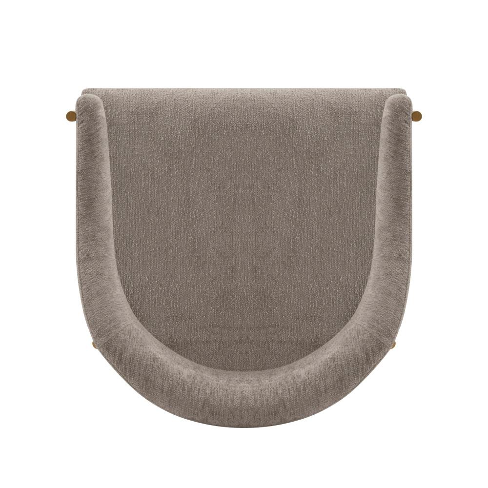 Manhattan Comfort - Lia Chenille Dining Armchair with Metal Legs in Stone - DC074-ST veiw 4