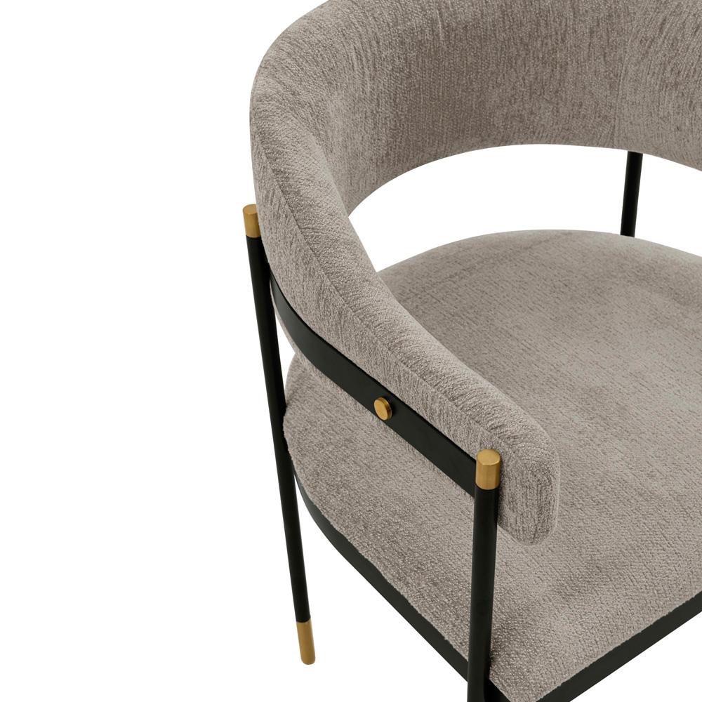 Manhattan Comfort - Lia Chenille Dining Armchair with Metal Legs in Stone - DC074-ST veiw 6