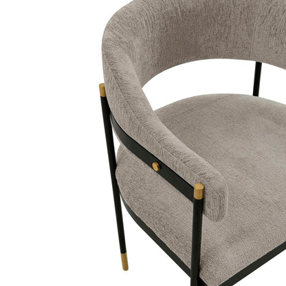Manhattan Comfort - Lia Chenille Dining Armchair with Metal Legs in Stone - DC074-ST veiw 6