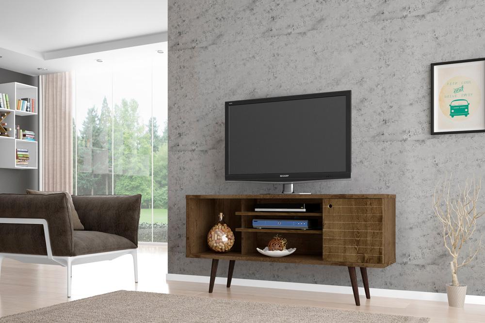 Manhattan Comfort - Liberty TV Stand with 5 Fixed Shelves in Rustic Brown - 200AMC9 veiw 8