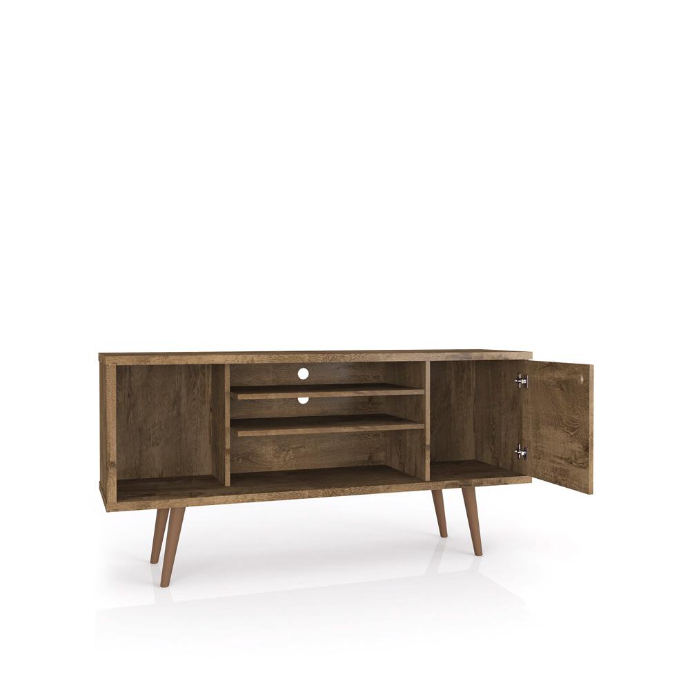 Manhattan Comfort - Liberty TV Stand with 5 Fixed Shelves in Rustic Brown and 3D Brown Prints - 200AMC97 veiw 3
