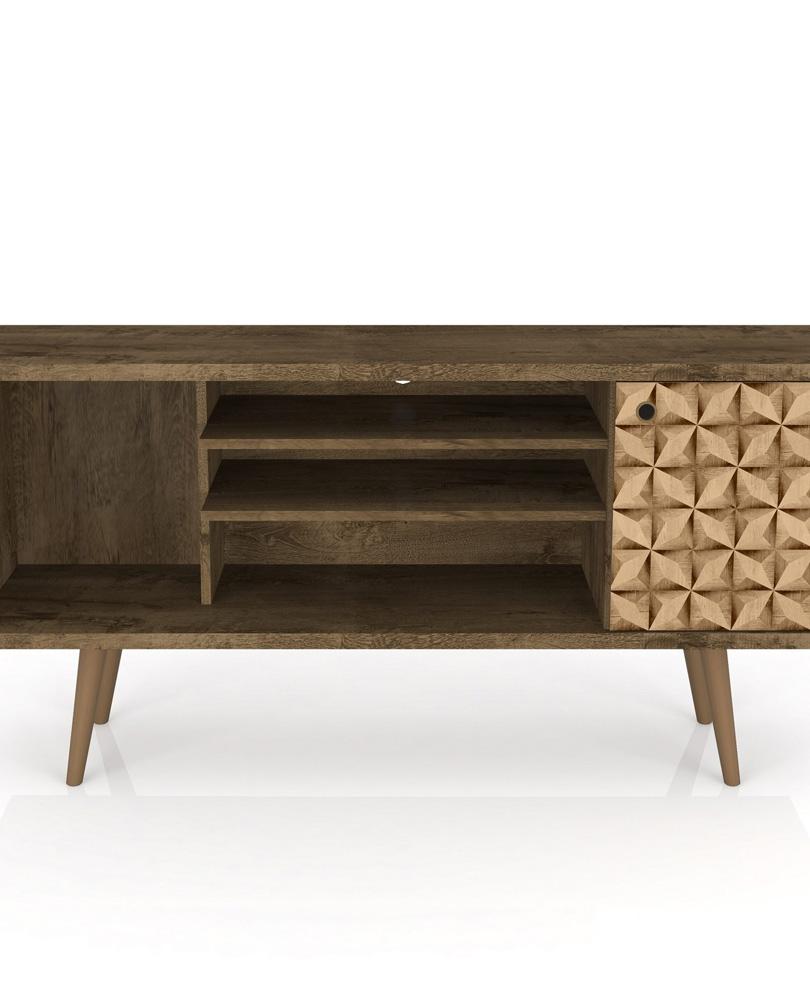 Manhattan Comfort - Liberty TV Stand with 5 Fixed Shelves in Rustic Brown and 3D Brown Prints - 200AMC97 veiw 7