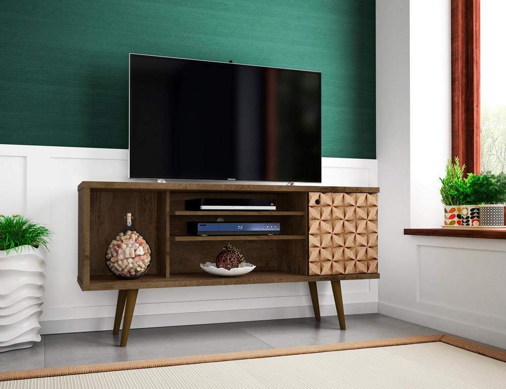 Manhattan Comfort - Liberty TV Stand with 5 Fixed Shelves in Rustic Brown and 3D Brown Prints - 200AMC97 veiw 8