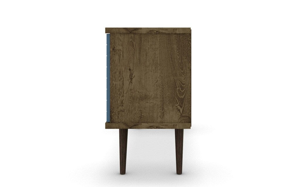 Manhattan Comfort - Liberty TV Stand with 5 Fixed Shelves in Rustic Brown and Aqua Blue - 200AMC93 veiw 5