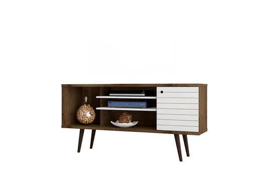 Manhattan Comfort - Liberty TV Stand with 5 Fixed Shelves in Rustic Brown and White - 200AMC96 veiw 1