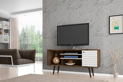 Manhattan Comfort - Liberty TV Stand with 5 Fixed Shelves in Rustic Brown and White - 200AMC96 veiw 4