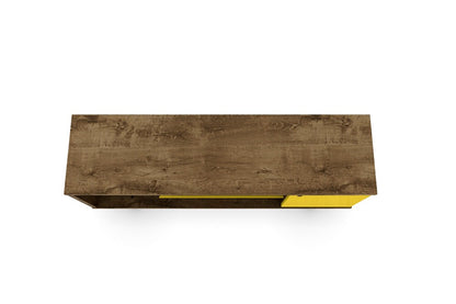 Manhattan Comfort - Liberty TV Stand with 5 Fixed Shelves in Rustic Brown and Yellow - 200AMC94 veiw 3