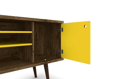 Manhattan Comfort - Liberty TV Stand with 5 Fixed Shelves in Rustic Brown and Yellow - 200AMC94 veiw 4