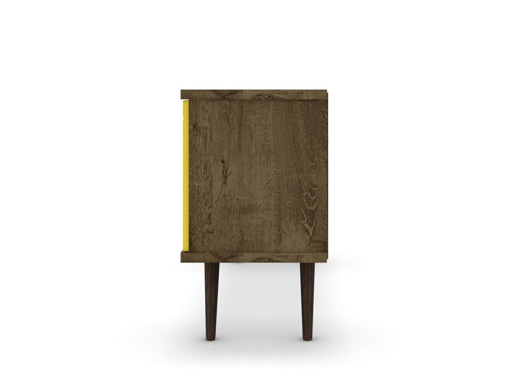 Manhattan Comfort - Liberty TV Stand with 5 Fixed Shelves in Rustic Brown and Yellow - 200AMC94 veiw 5