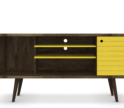 Manhattan Comfort - Liberty TV Stand with 5 Fixed Shelves in Rustic Brown and Yellow - 200AMC94 veiw 7